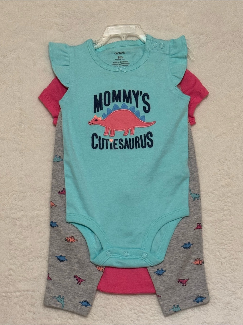 Carter's Baby Girl 3- piece 'Mommy's Cutiesaurus' Three-Piece Outfit